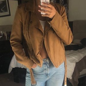 Faux suede motto jacket